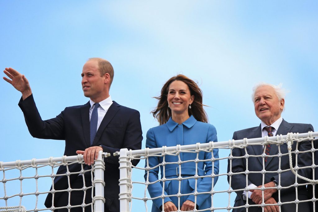 Sir David: With Kate and William at boat ceremony
