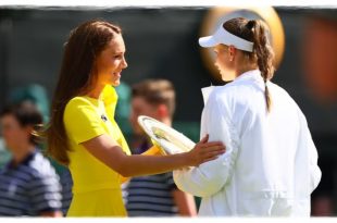 Kate Middleton Presents Wimbledon Trophy To Russian Born Winner