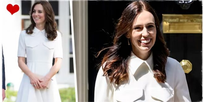 New Zealand's Prime Minister Copies Duchess Kate In A Midi Dress With A Designer Collar