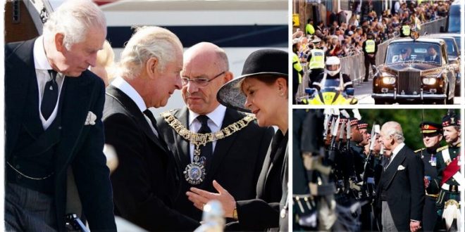 King Charles III Walk In Line Behind The Queen's Coffin
