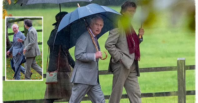 King Charles Walks With Umbrella In Sandringham On His Trip To Norfolk