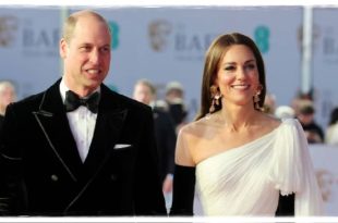 Princess Kate Shine In Recycled Alexander McQueen dress, Chic Black Gloves And Zara Earrings At The BAFTAs