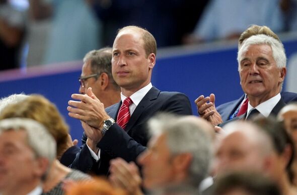 The Prince of Wales with Gareth Davies in the stands