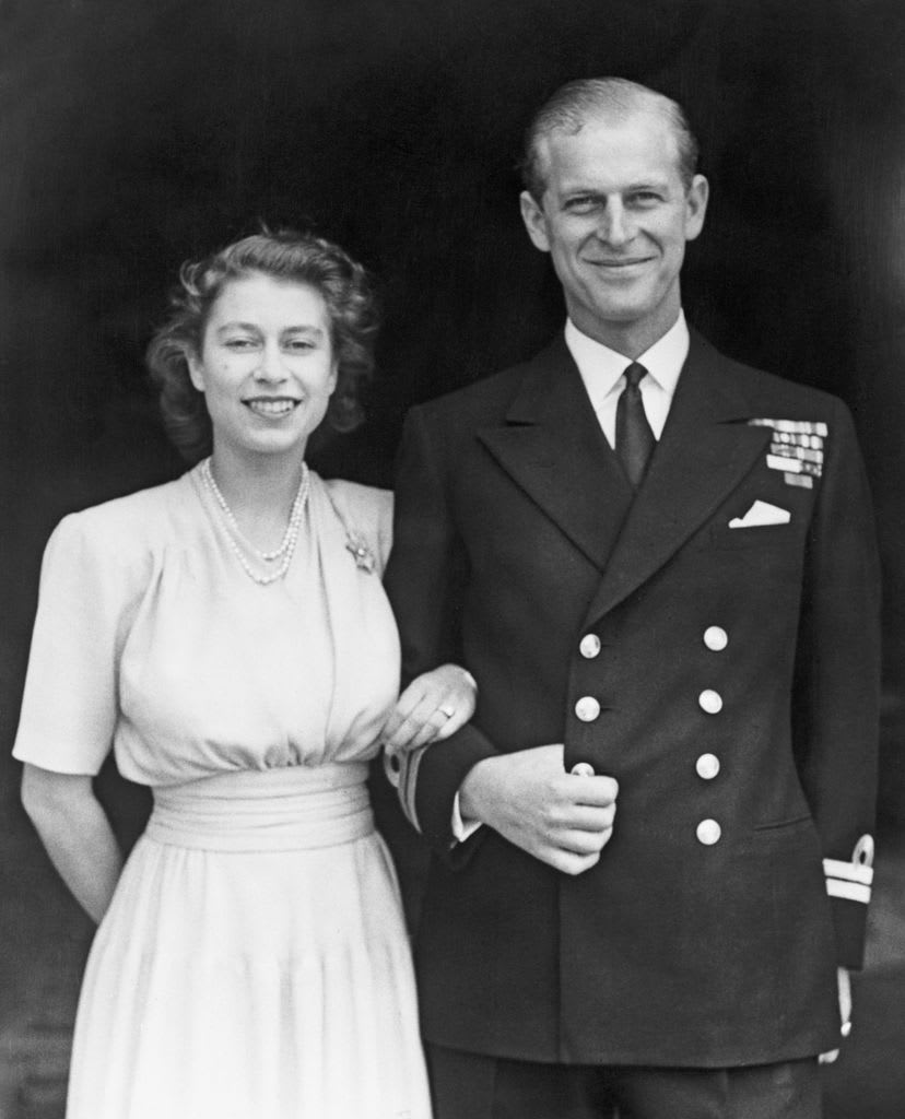 Princess Elizabeth and Prince Philip after they announced their engagement