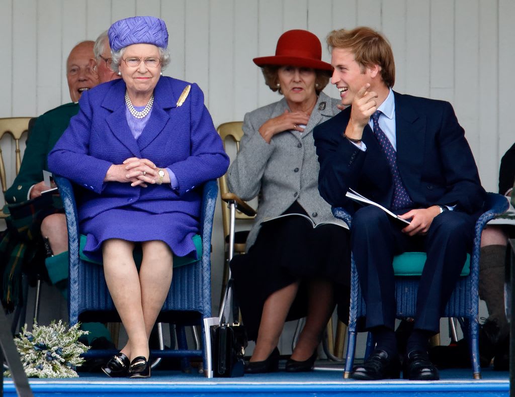 Prince William laughing with the Queen