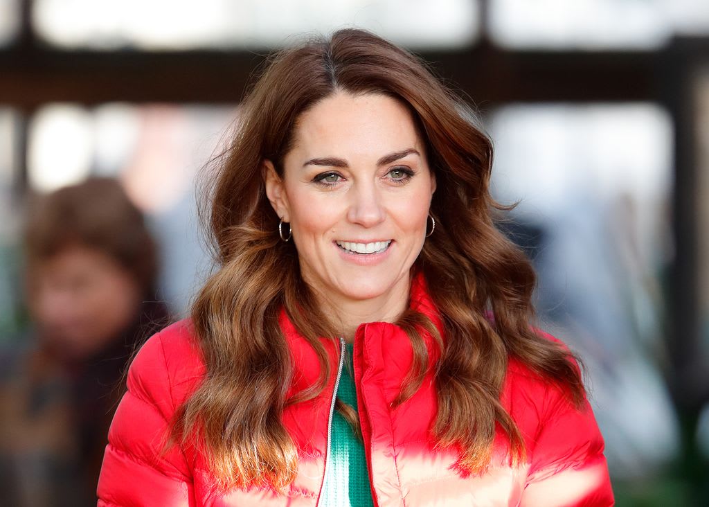 Kate Middleton wearing red puffer jacket at Christmas tree farm