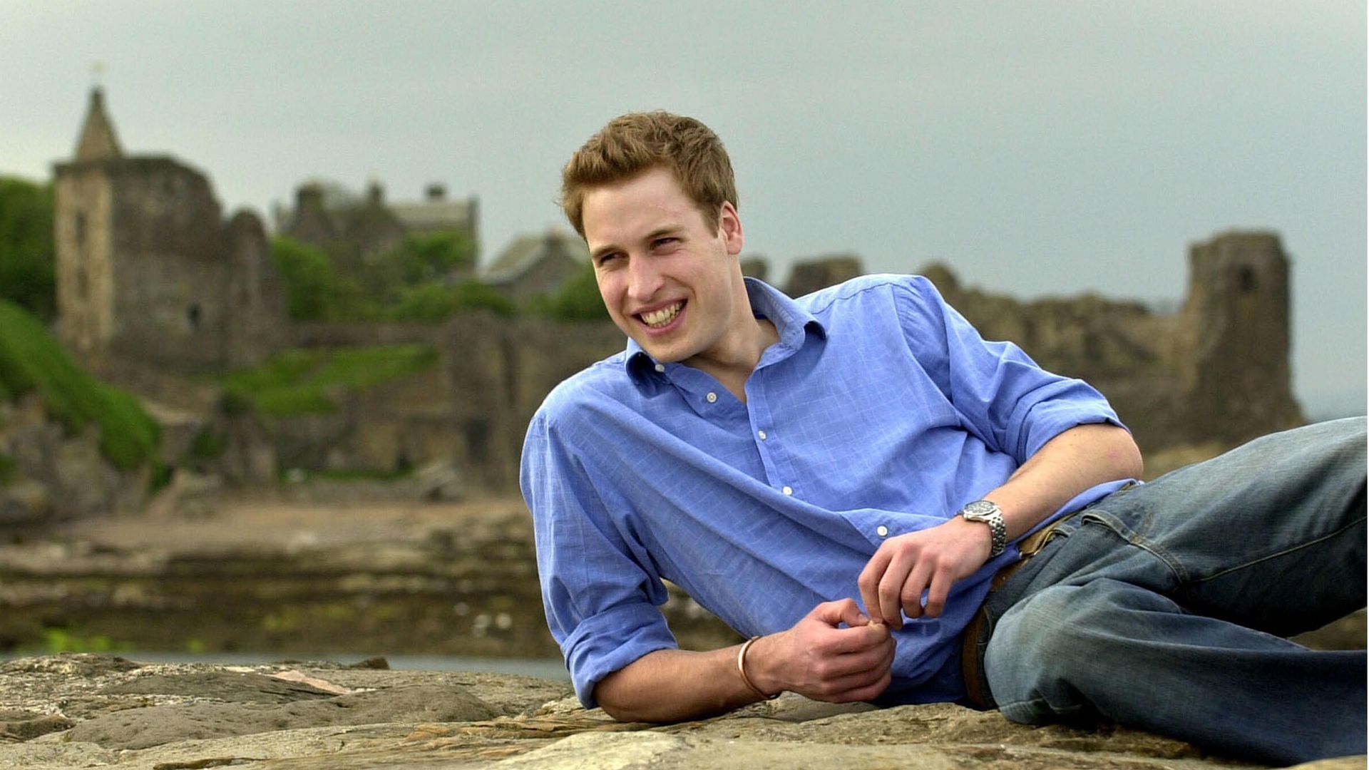 Prince William relaxes on the beach while at university