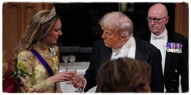 Kate Middleton wearing her gold gown at the state banquet while under scrutiny and facing pressure