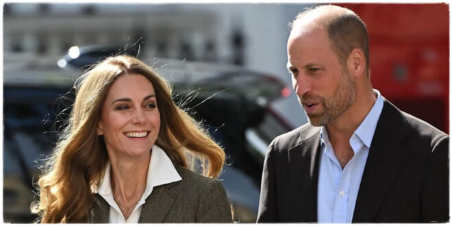 Princess Kate smiling as she returns to royal duties alongside Prince William after a 7-week break