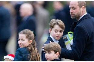 Prince William affectionately surrounded by Prince George, Princess Charlotte, and Prince Louis in a candid, playful moment captured by photographer Josh Shinner.