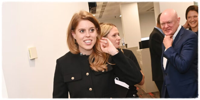 Princess Beatrice wearing a chic Zara blazer while attending an event at a luxury hotel in Riyadh