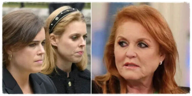 Princess Beatrice looking upset while confronting Sarah Ferguson over alleged sugar daddy claims