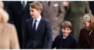 Prince Louis wearing a Christmas jumper previously worn by Prince George five years earlier