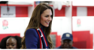 Princess Kate wearing an Alexander McQueen coat during a confident public appearance