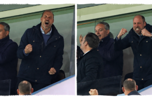 Prince William passionately reacting during an Aston Villa football match