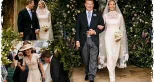 Peter Phillips and Harriet Sperling posing in official royal wedding photos after their ceremony