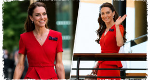 Princess Kate arriving at Wimbledon wearing an elegant red outfit for the Ladies’ Singles Final