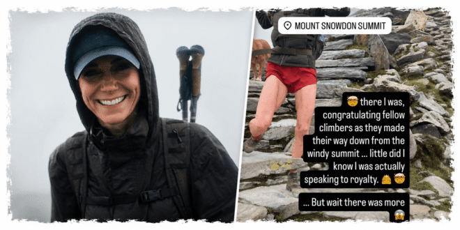 Princess Kate hiking in the mountains wearing outdoor clothing during her latest adventure
