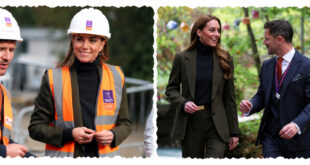 Princess Kate wearing a hard hat and high-visibility vest while touring construction work at The Treehouse children's hospice in Ipswich on October 22, 2026